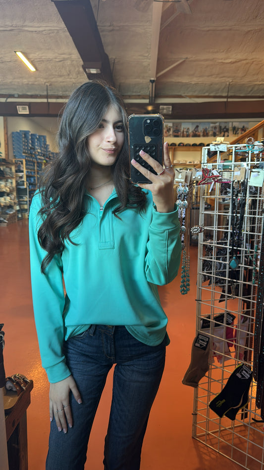 Ariat Breeze Logo 1/2 Zip SweatShirt- Turq