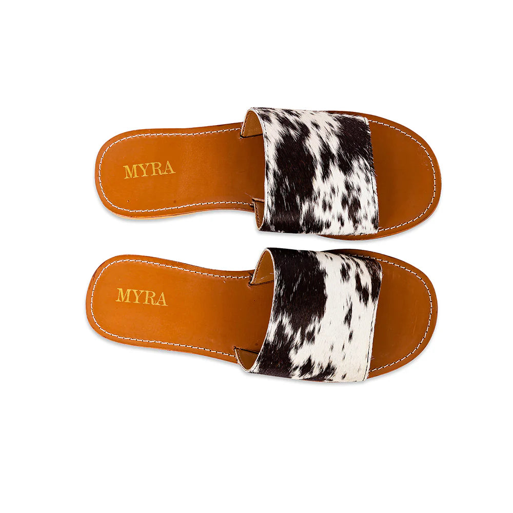 Kemma Hide Sandals - Light & Ebony