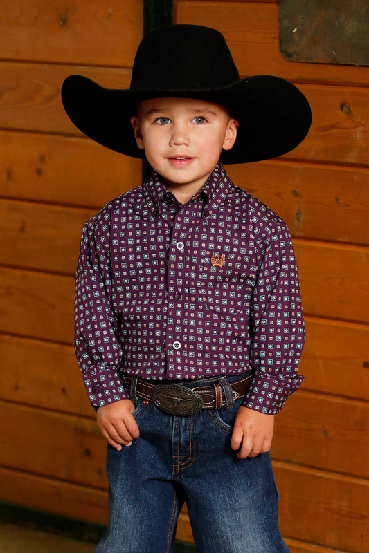 CINCH TODDLER PURPLE GEOMETRIC PRINT - KIDS BOYS SHIRT - MTW7061390