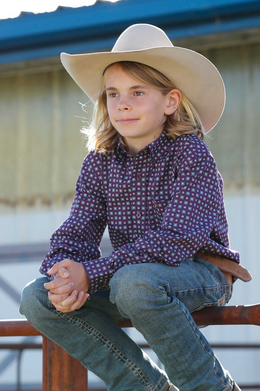 CINCH PURPLE GEOMETRIC PRINT - KIDS BOYS SHIRT - MTW7060390