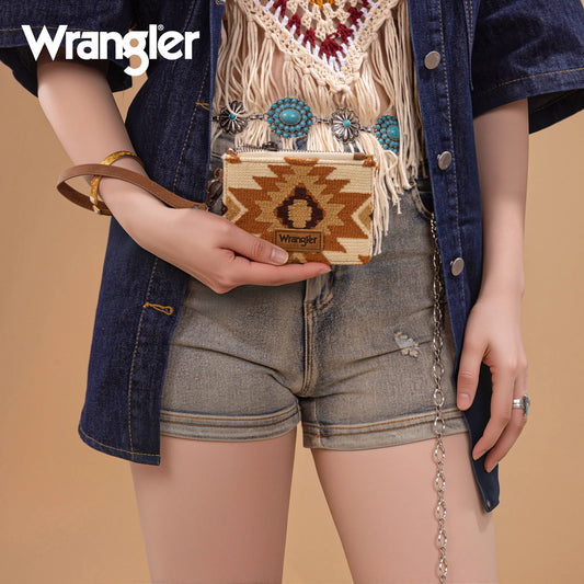 WG226-W069 Wrangler Aztec Print Card Wallet -Brown