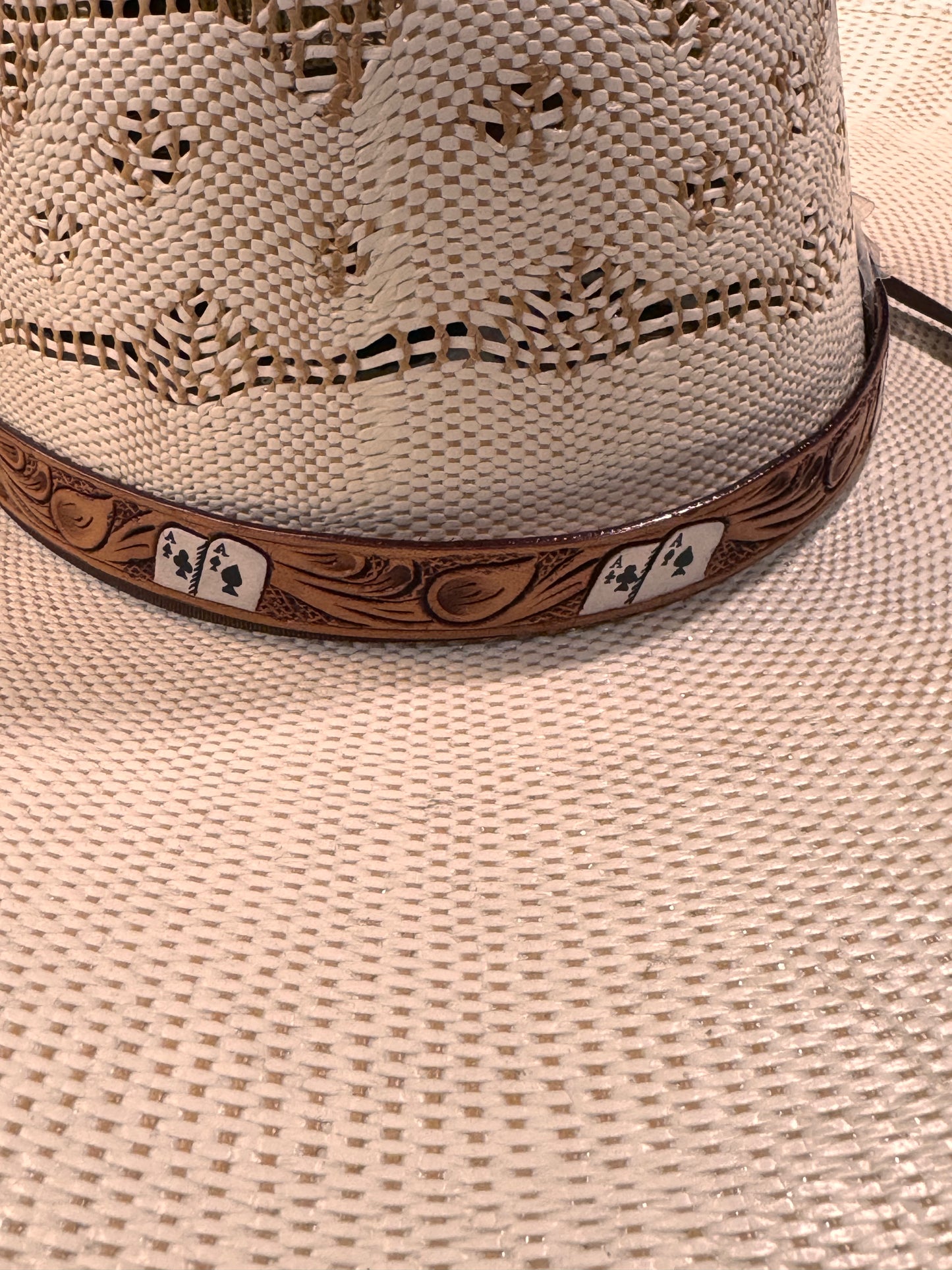 Leather black Ace hat band