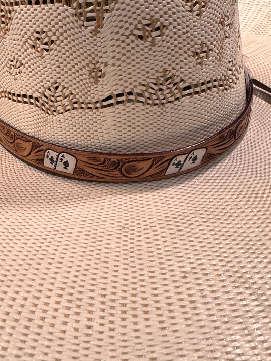 Leather black Ace hat band