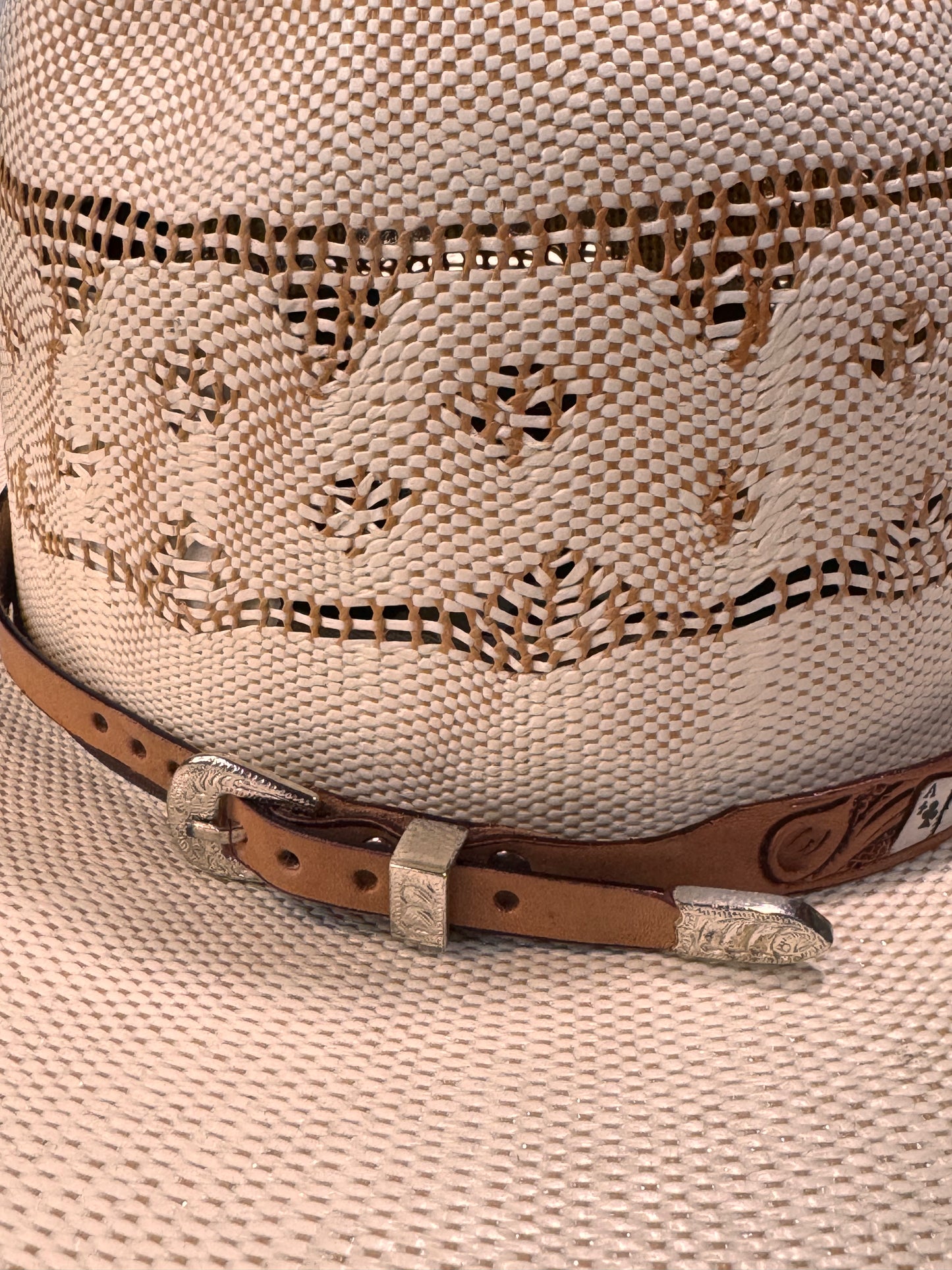 Leather black Ace hat band