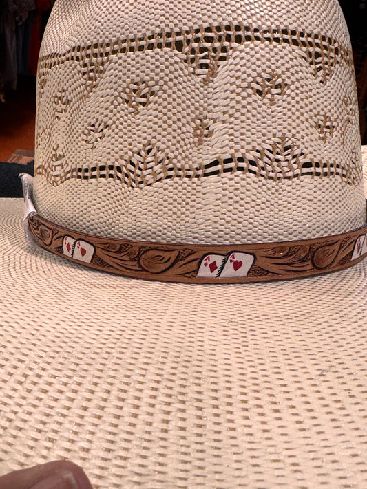 Leather Red Ace hat band