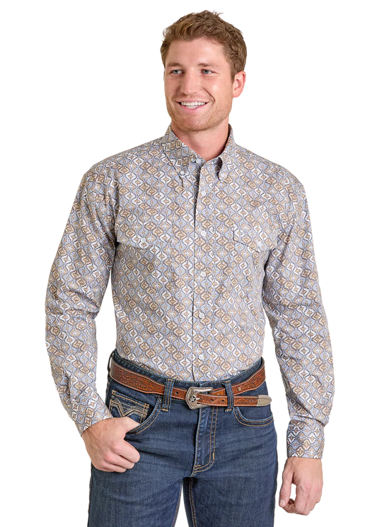 PANHANDLE MENS GREY PRINT LONG SLEEVE SHIRT