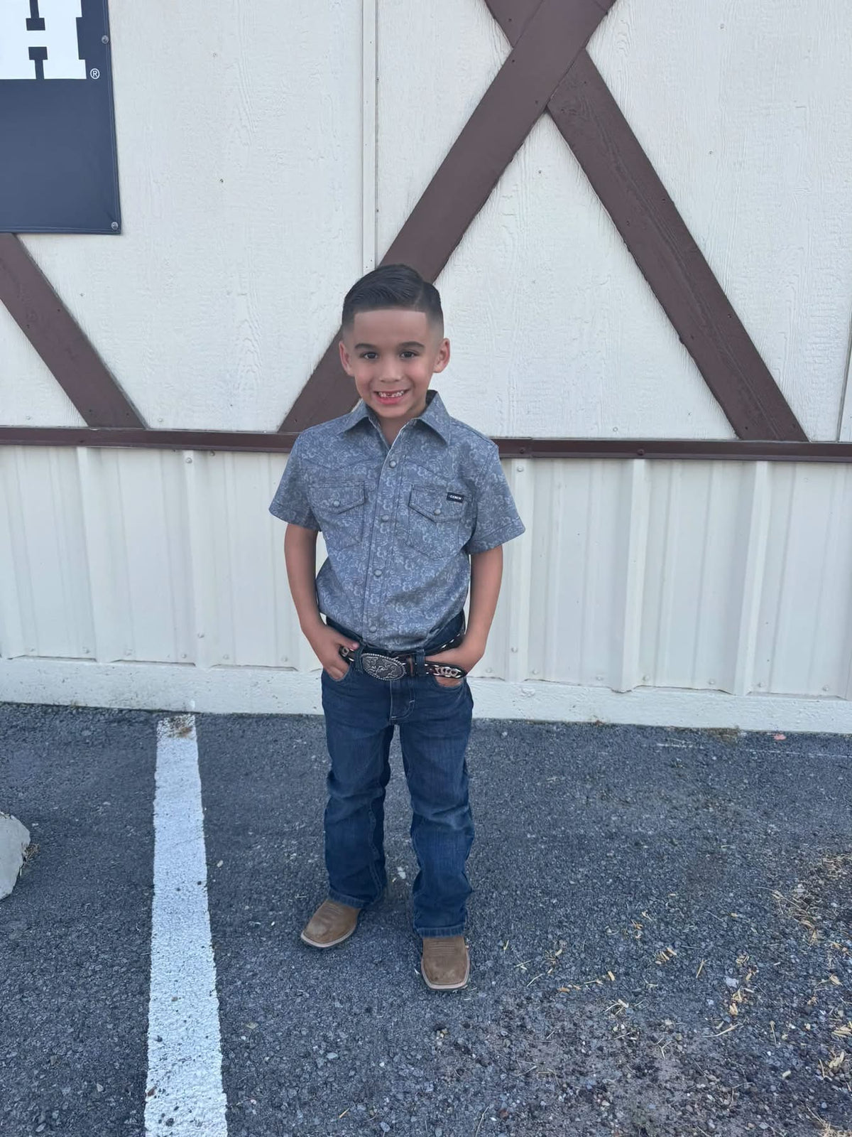 CINCH MTW7171001 BOYS S/S Snap Navy 🤠