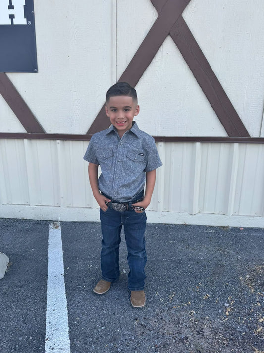 CINCH MTW7171001 BOYS S/S Snap Navy 🤠
