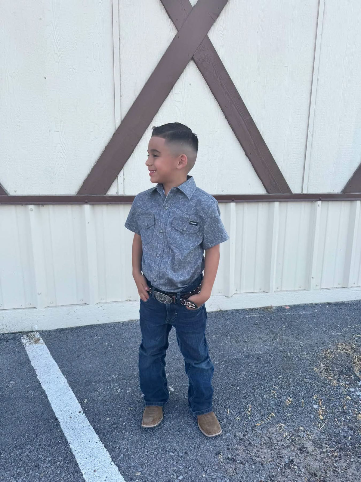 CINCH MTW7171001 BOYS S/S Snap Navy 🤠