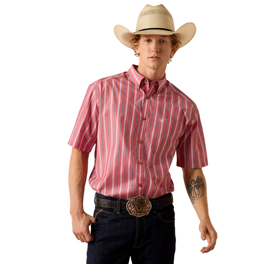 ARIAT PRO BOBBY HIBISCUS RED STRIPE - MENS SHIRT - 10073604
