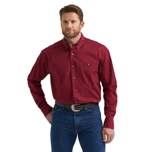 Wrangler Men's George Strait L/S Collection Wine Button Up Shirt