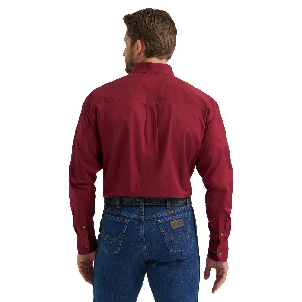 Wrangler Men's George Strait L/S Collection Wine Button Up Shirt