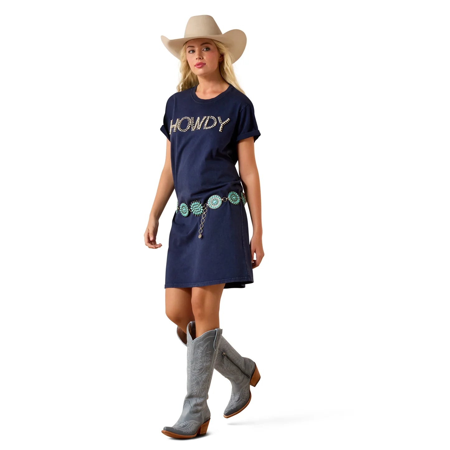 Ariat Ladies Howdy Pearl Navy Eclipse T-Shirt Dress 10073543