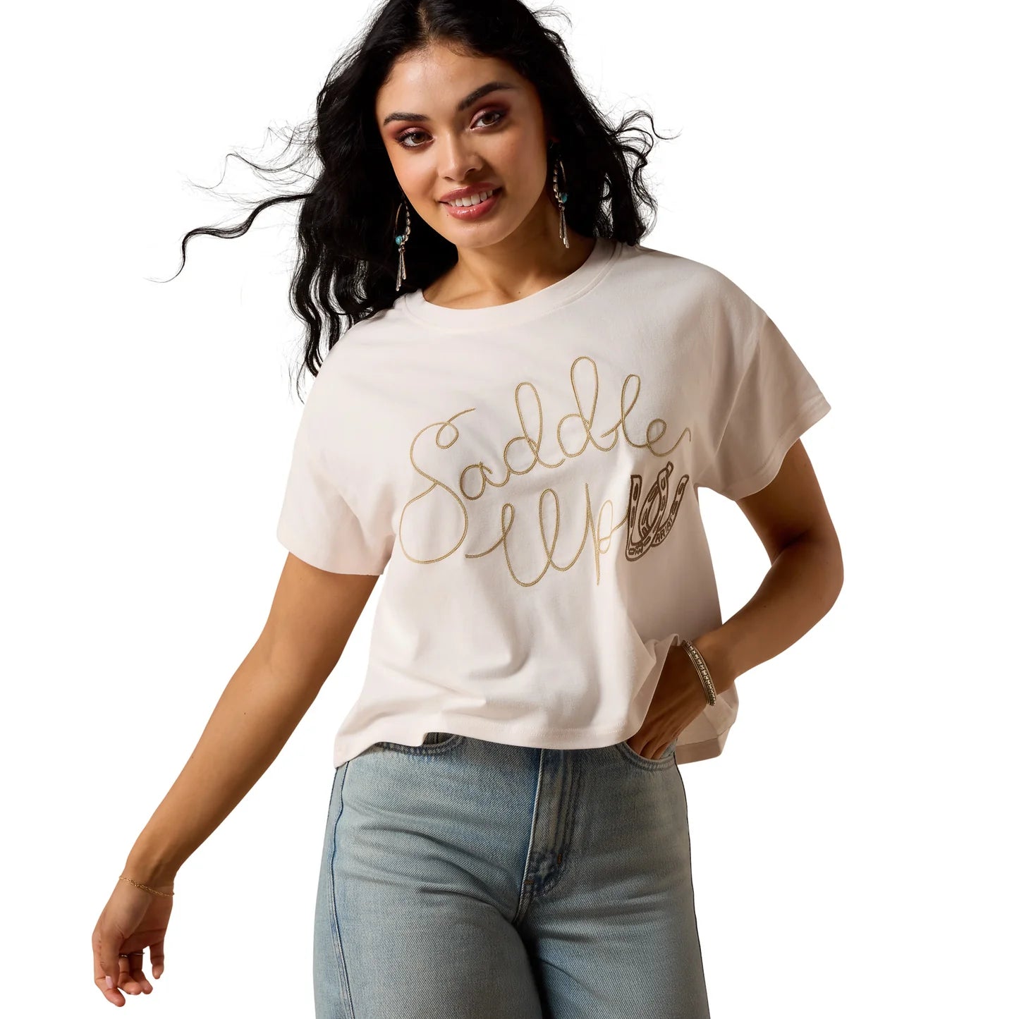 Ariat Ladies Saddle Up Sea Salt T-Shirt 10073553