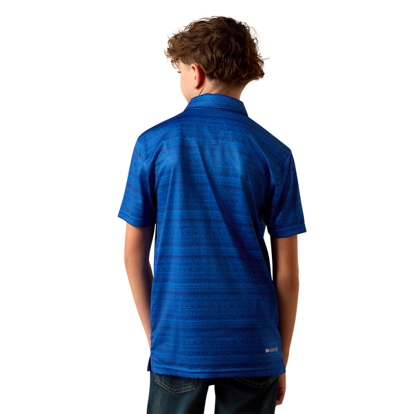 ARIAT BLUE QUARTZ TRIBAL STRIPE - KIDS BOYS POLO - 10073490