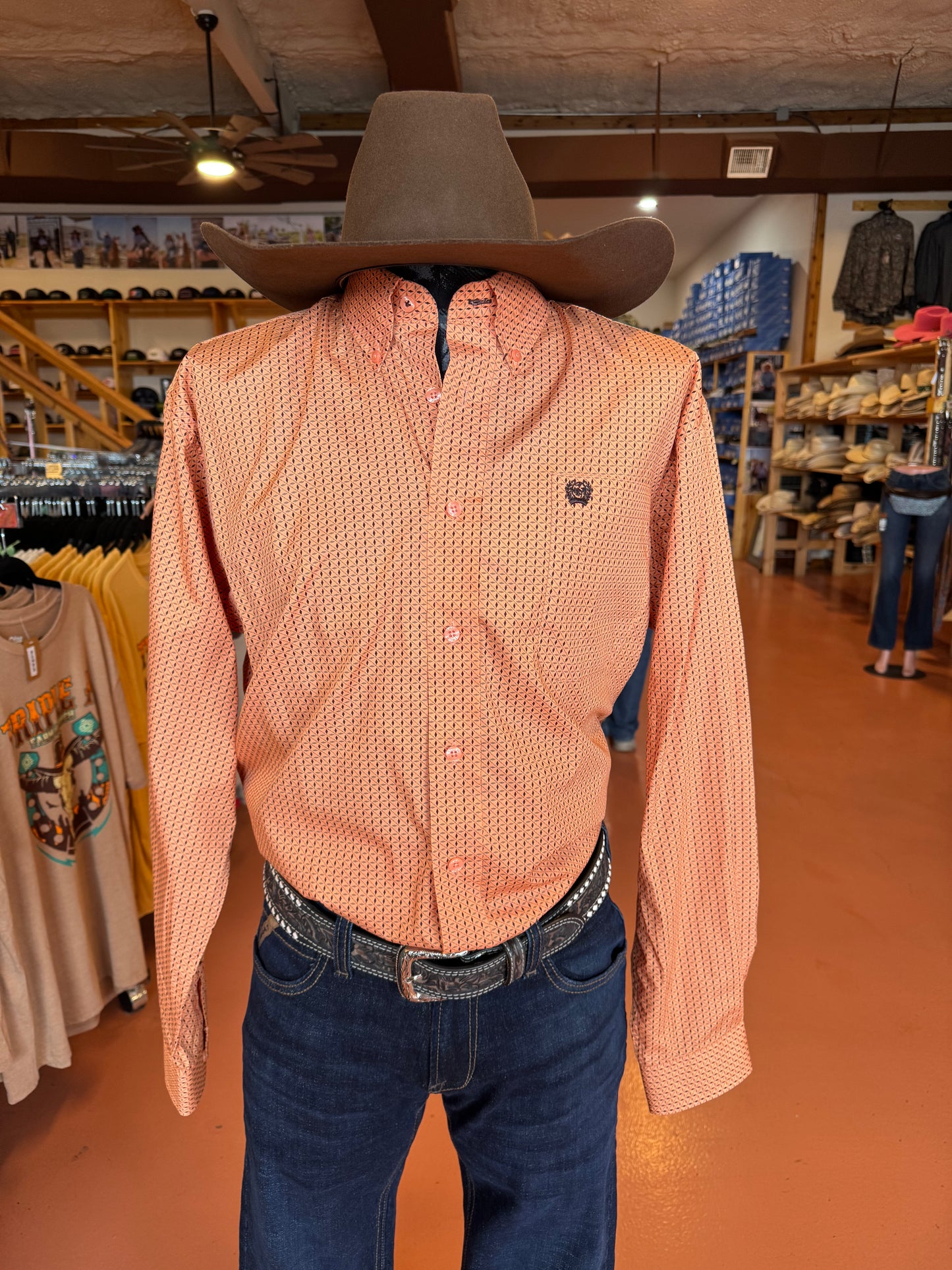 Men’s Cinch Coral Patterned LS 👕