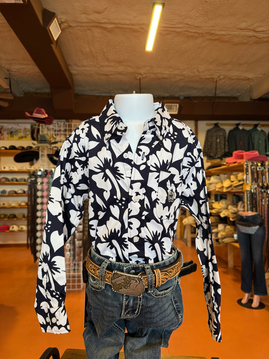 Cinch Youth Blue Hawaiian LS