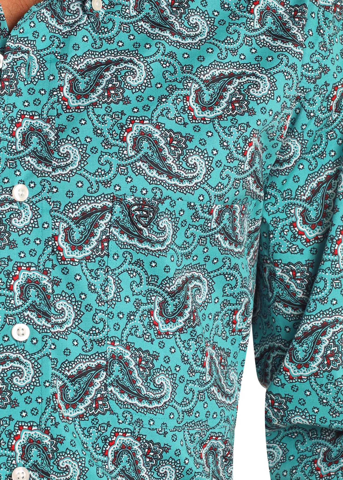 R&R Men’s Teal Paisley L/S Button-up