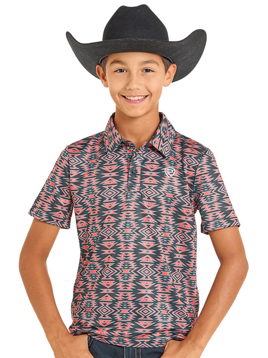 Rock & Roll Aztec printed tiger polo