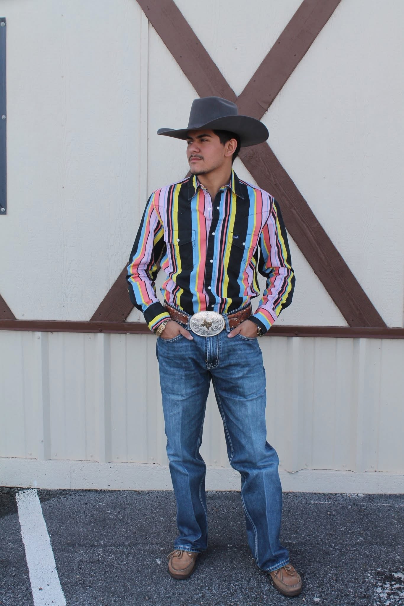 Wrangler Men's Vintage Inspired Black Multi Snap Shirt Brushpopper 112374803 👕