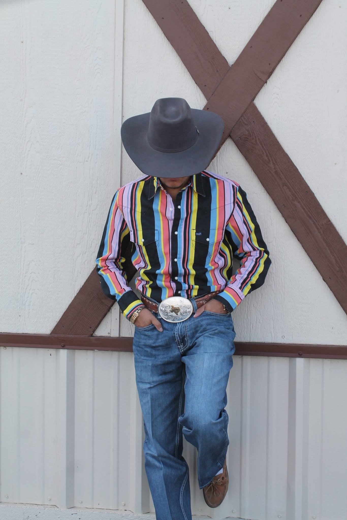 Wrangler Men's Vintage Inspired Black Multi Snap Shirt Brushpopper 112374803 👕