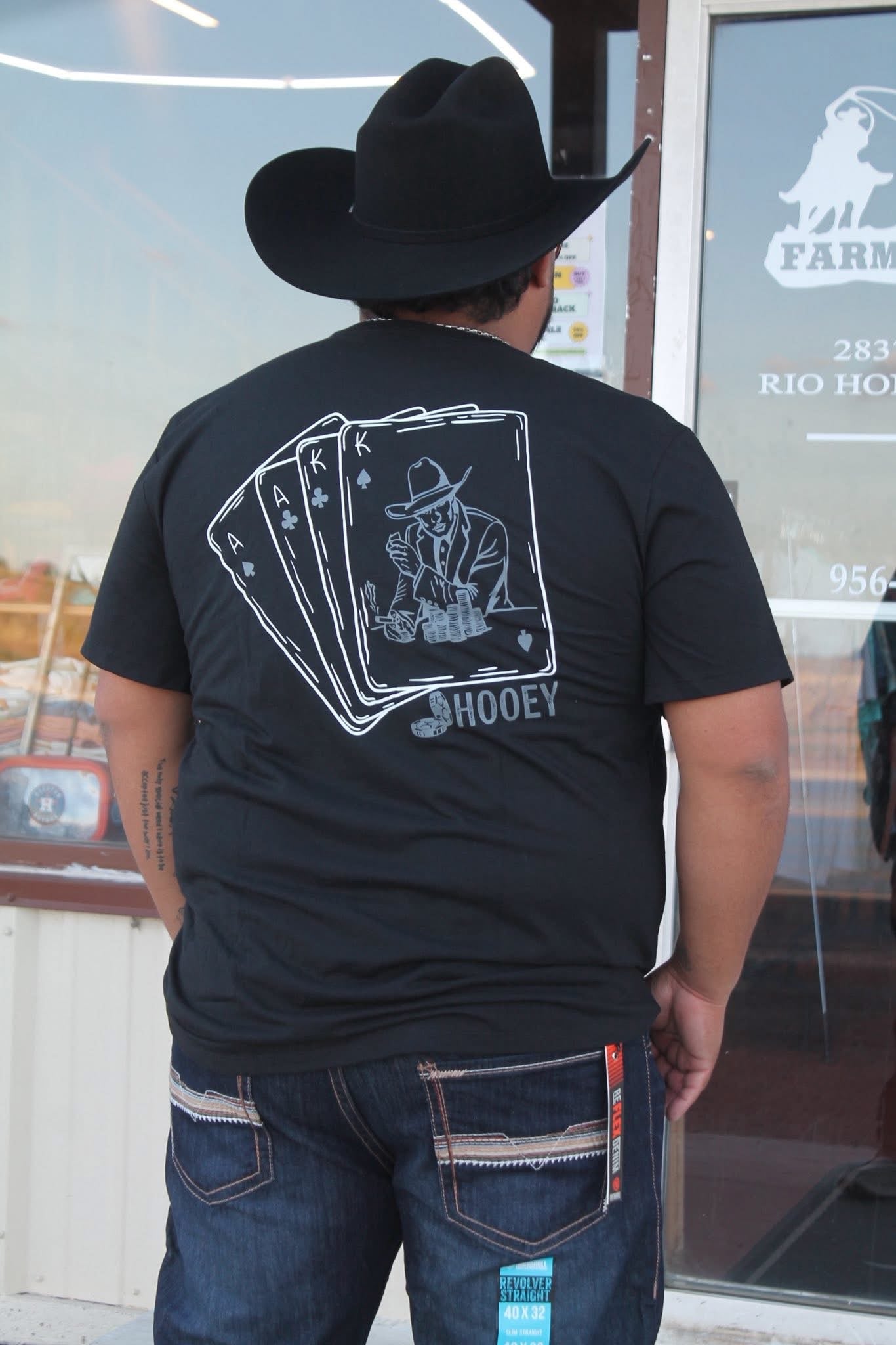 "GAMBLER" T-SHIRT BLACK W/GREY & WHITE CARD LOGO