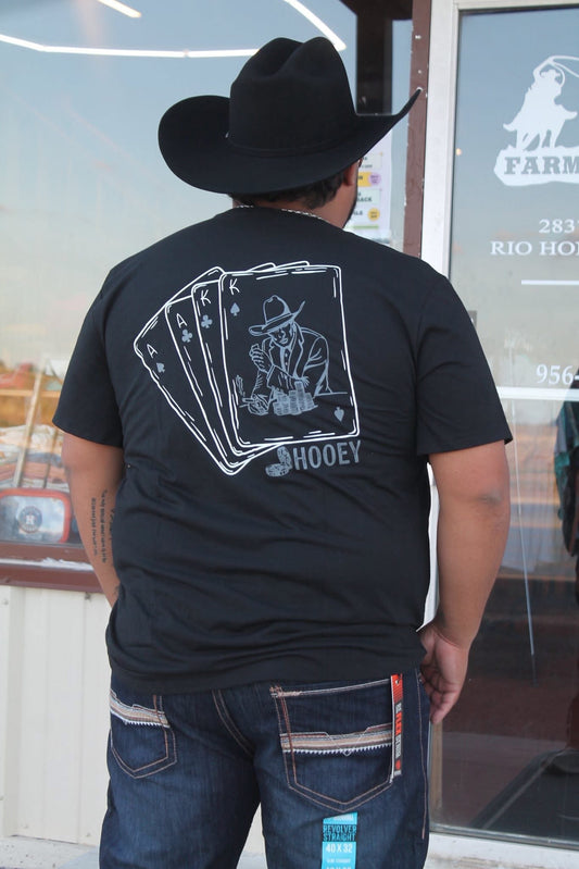 "GAMBLER" T-SHIRT BLACK W/GREY & WHITE CARD LOGO