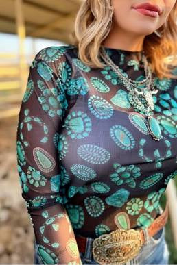 Forever In Turquoise Mesh Top