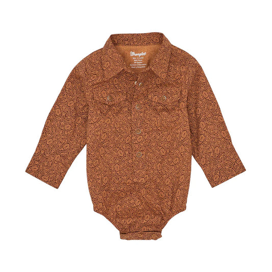 BABY BOY LONG SLEEVE BODYSUIT - RUSTIC BROWN