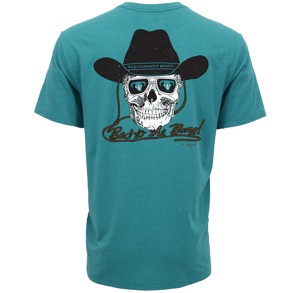 BAD COMPANY T-SHIRT TEAL W/BLACK & WHITE SKULL LOGO