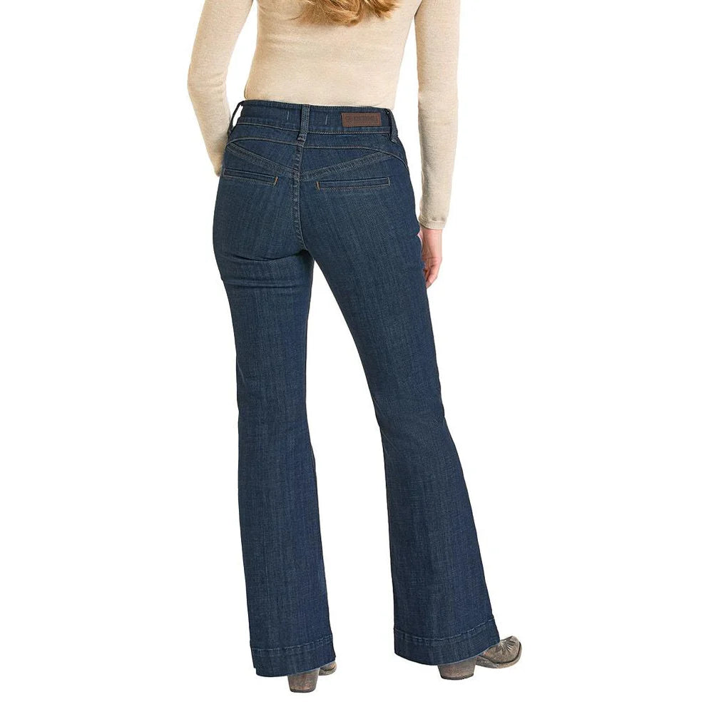Rock & Roll Denim Women's Dark Wash High Waisted Trouser BW5HD07209