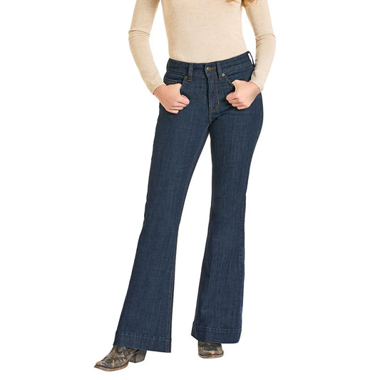 Rock & Roll Denim Women's Dark Wash High Waisted Trouser BW5HD07209