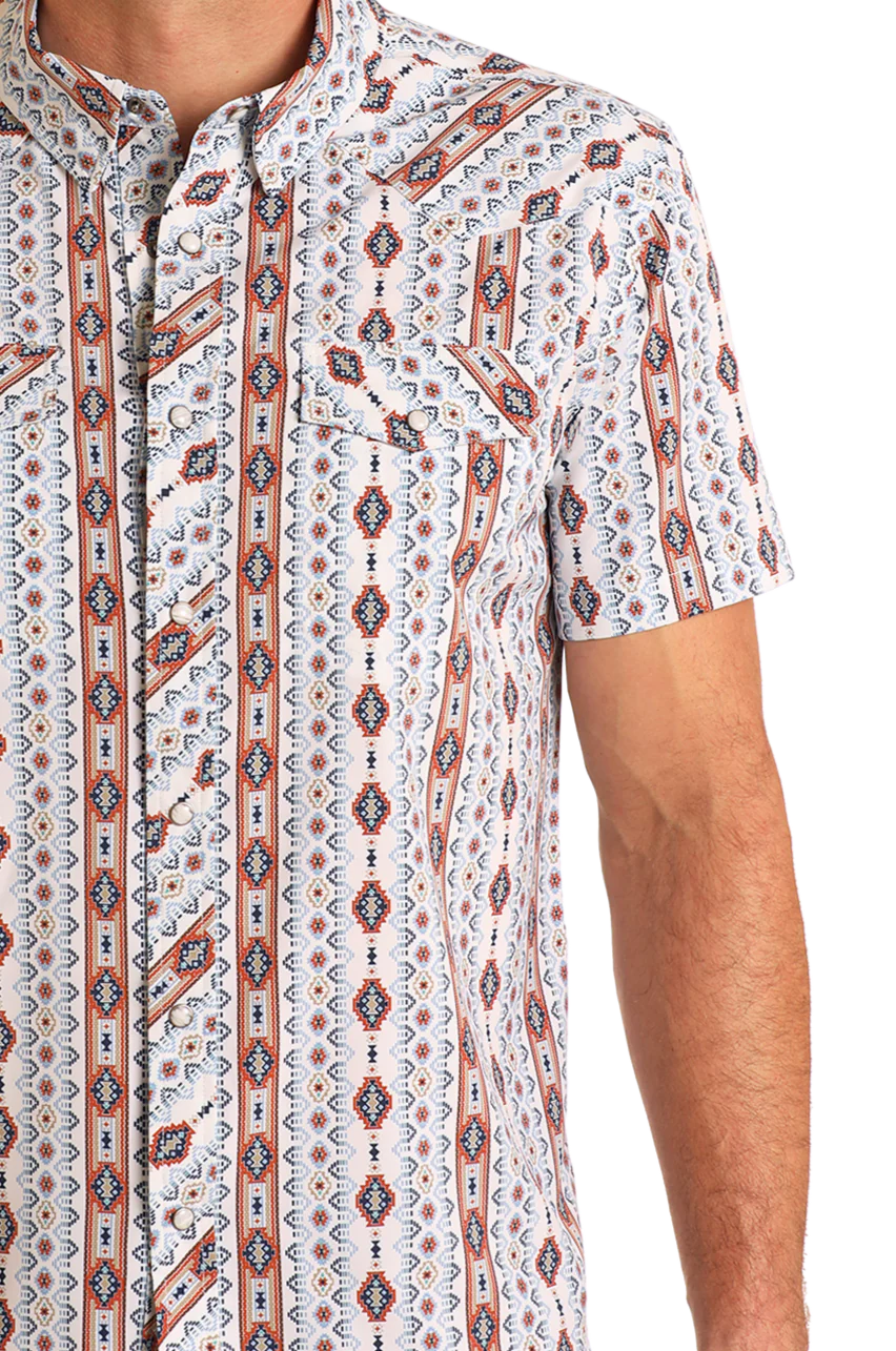 Panhandle Men's Rustic Aztec Pearl-Snap