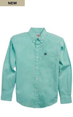 Cinch Boy's Turquoise & Black Geo Print Western Shirt