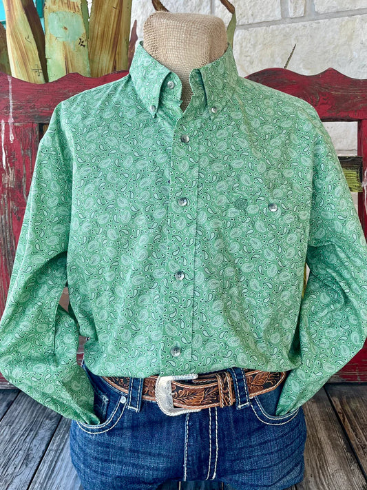 Wrangler Men’s Green Paisley Button-Up