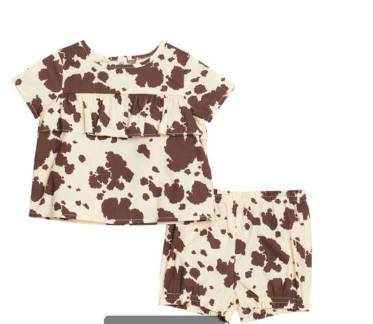 Wrangler Girl's Cream & Chocolate Cow Print top