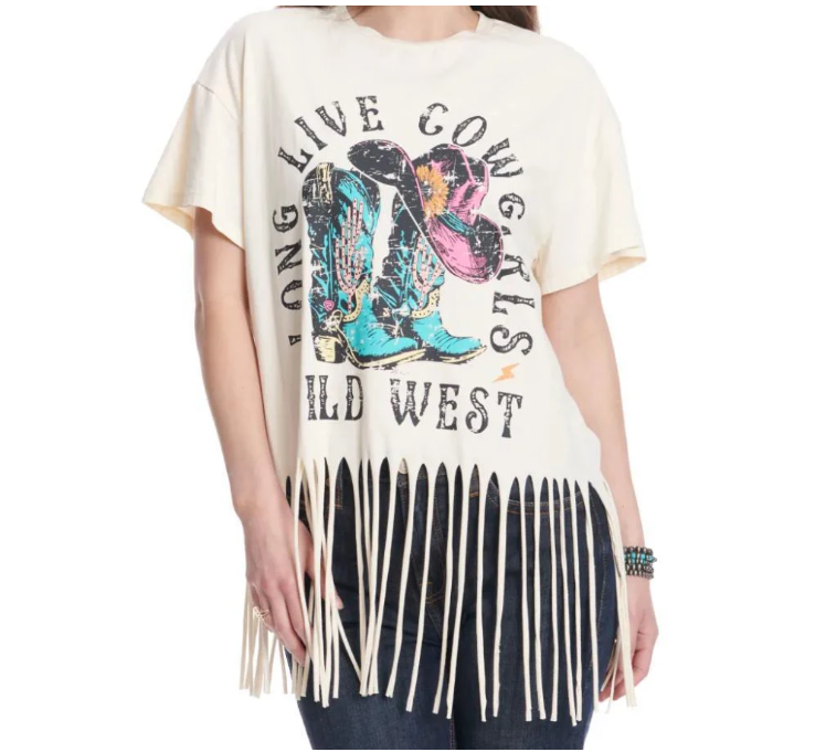 Long Live Cowgirls Fringe Oversized Tee