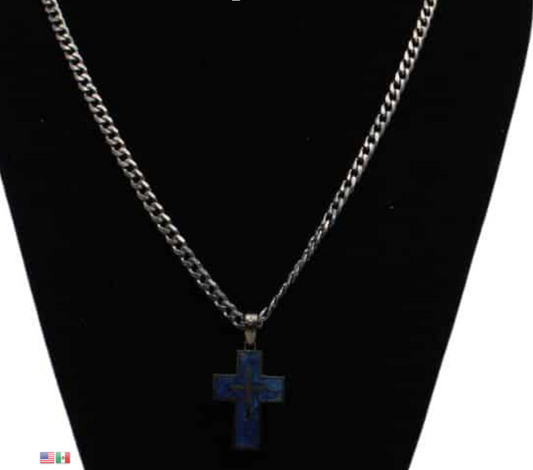 M&F Western Men's Silver Strike Cross Necklace