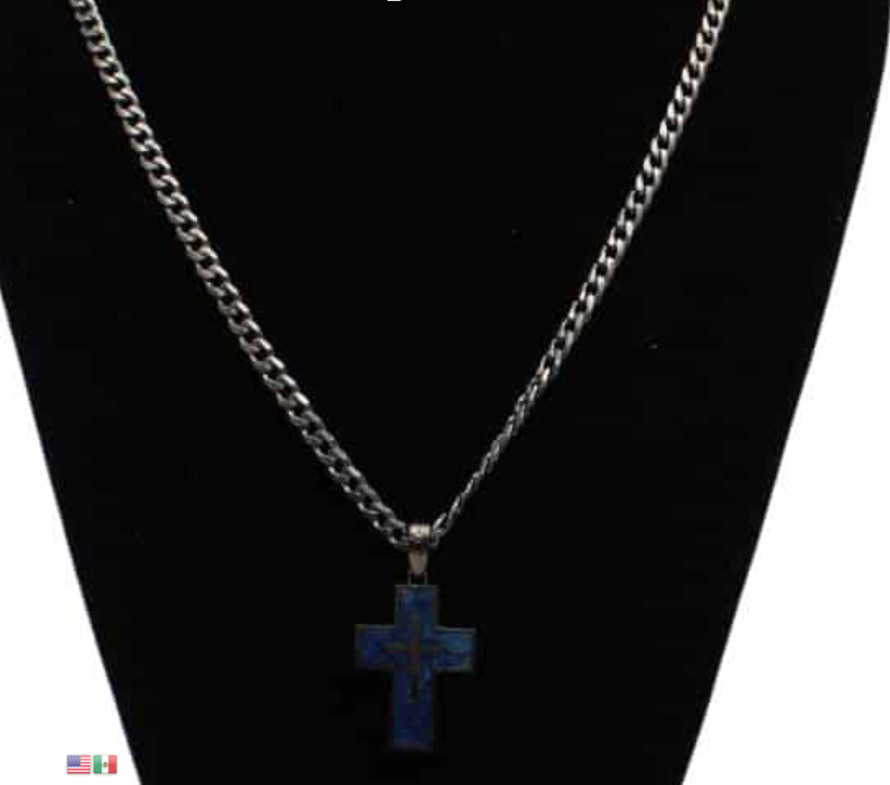 M&F Western Men's Silver Strike Cross Necklace