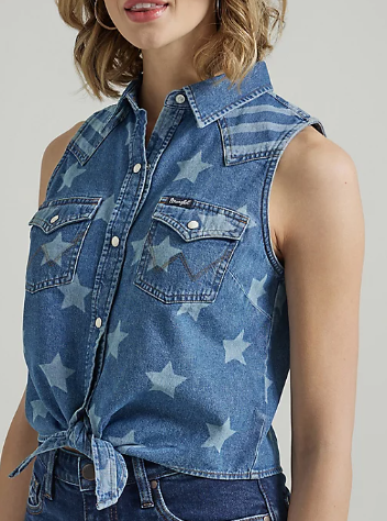 Wrangler Woman's Denim Star Cutoff Top