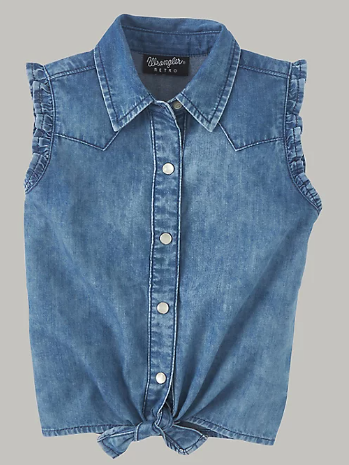 Wrangler Girl's Denim Ruffle Top