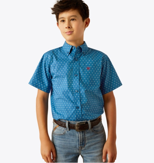 Boy's Scott SS Shirt Dark Teal Button-up
