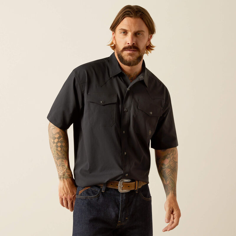 Men’s Ariat Western VentTEK Snap S/S Shirt - Black