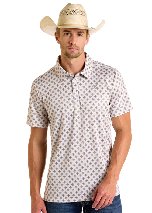 Rock&Roll Denim Aztec Printed Polo - Natural