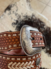 Load image into Gallery viewer, Nocona Men&#39;s Basket Concho Brown Belt
