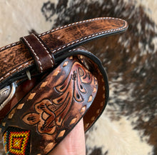 Load image into Gallery viewer, Men&#39;s Hand Tooled Beaded Belt
