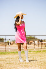 Load image into Gallery viewer, Pink Rhinestone Fringe Mini-dress
