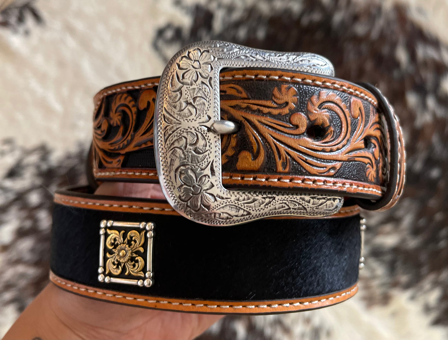 Nocona Men's Black Hide Belt