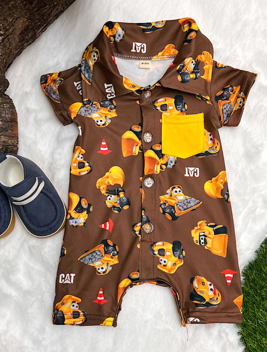 Construction Truck Baby Romper