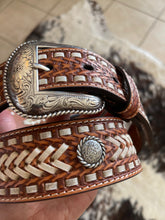 Load image into Gallery viewer, Nocona Men&#39;s Basket Concho Brown Belt
